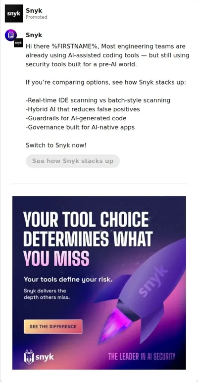 Snyk Message Ad: Banner image