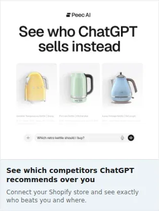 Peec AI Single Image Ad: See which competitors ChatGPT recommends over you