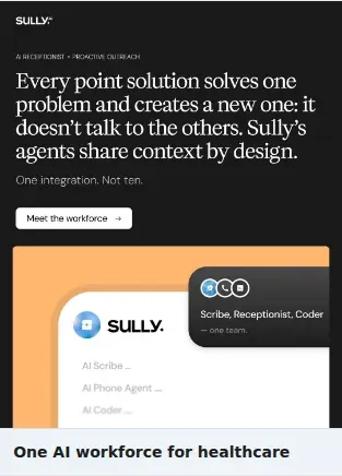 Sully.ai Single Image Ad: One AI workforce for healthcare