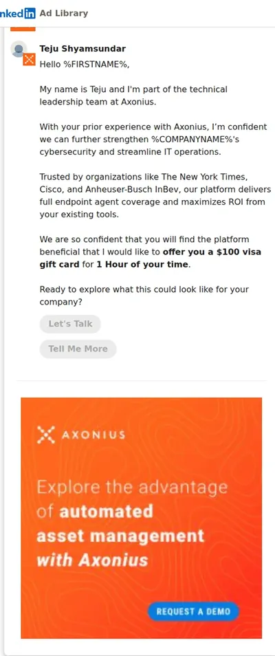 Axonius Message Ad: Banner image