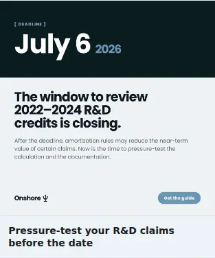 Onshore Single Image Ad: Pressure-test your R&D claims before the date