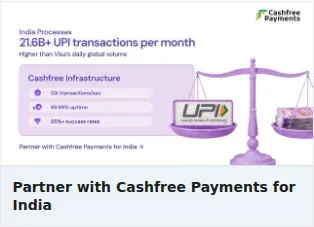 Cashfree Payments Single Image Ad: Partner with Cashfree Payments for India