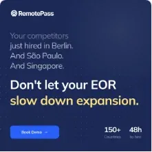 RemotePass carousel ad on LinkedIn: Don't let your EOR slow down expansion