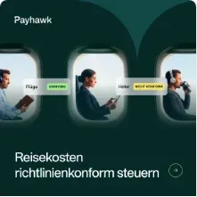 Payhawk Carousel Ad: Reisekosten richtlinienkonform steuern