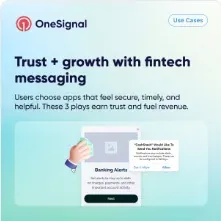 OneSignal carousel ad on LinkedIn: Trust + Growth with Fintech Messaging