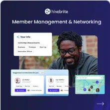 HiveBrite carousel ad on LinkedIn: Help members connect and collaborate