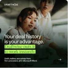 Draftwise carousel ad on LinkedIn: Leverage your contract history instantly.