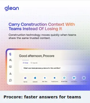 Glean Single Image Ad: Procore: faster answers for teams