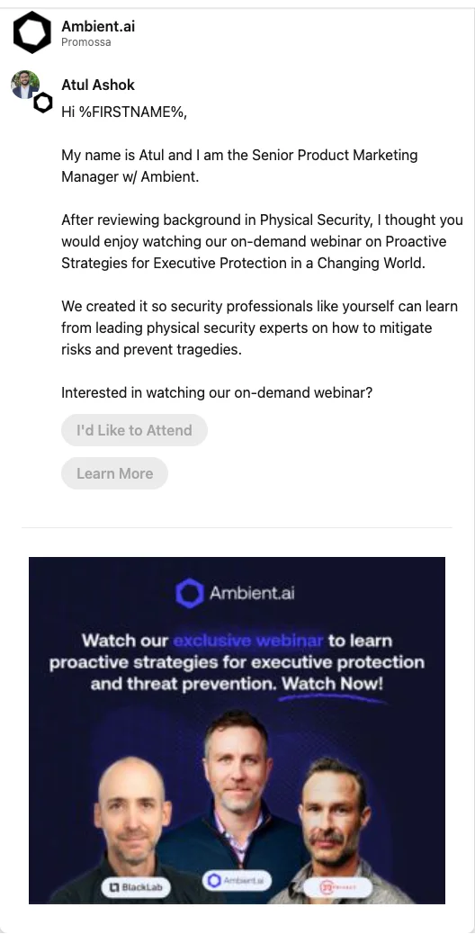 Message Ad by Ambient.ai: Banner image