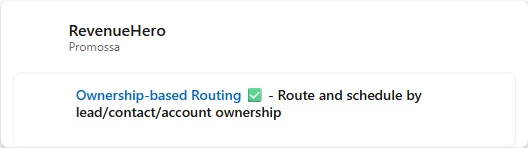 Text Ad by RevenueHero: RevenueHero Promossa Ownership-based Routing ✅ - Route and schedule by lead/contact/account...